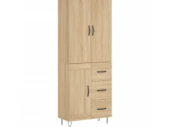 Aparador alto madera contrachapada color roble 69,5x34x180 cm ES47142