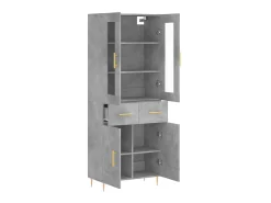 Aparador alto madera contrachapada gris hormigón 69,5x34x180 cm ES76409