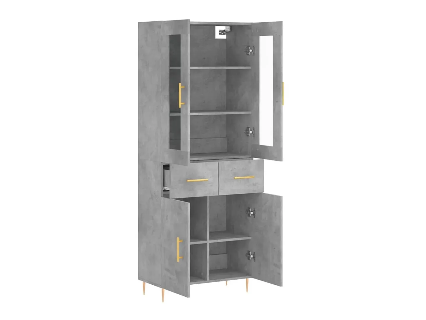 Aparador alto madera contrachapada gris hormigón 69,5x34x180 cm ES76409