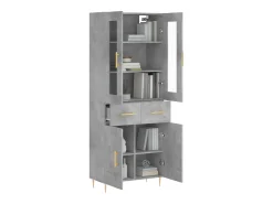 Aparador alto madera contrachapada gris hormigón 69,5x34x180 cm ES76409