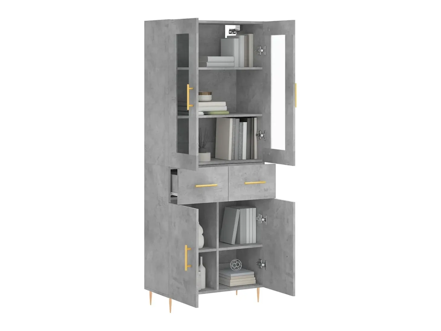 Aparador alto madera contrachapada gris hormigón 69,5x34x180 cm ES76409