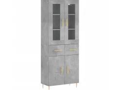 Aparador alto madera contrachapada gris hormigón 69,5x34x180 cm ES76409
