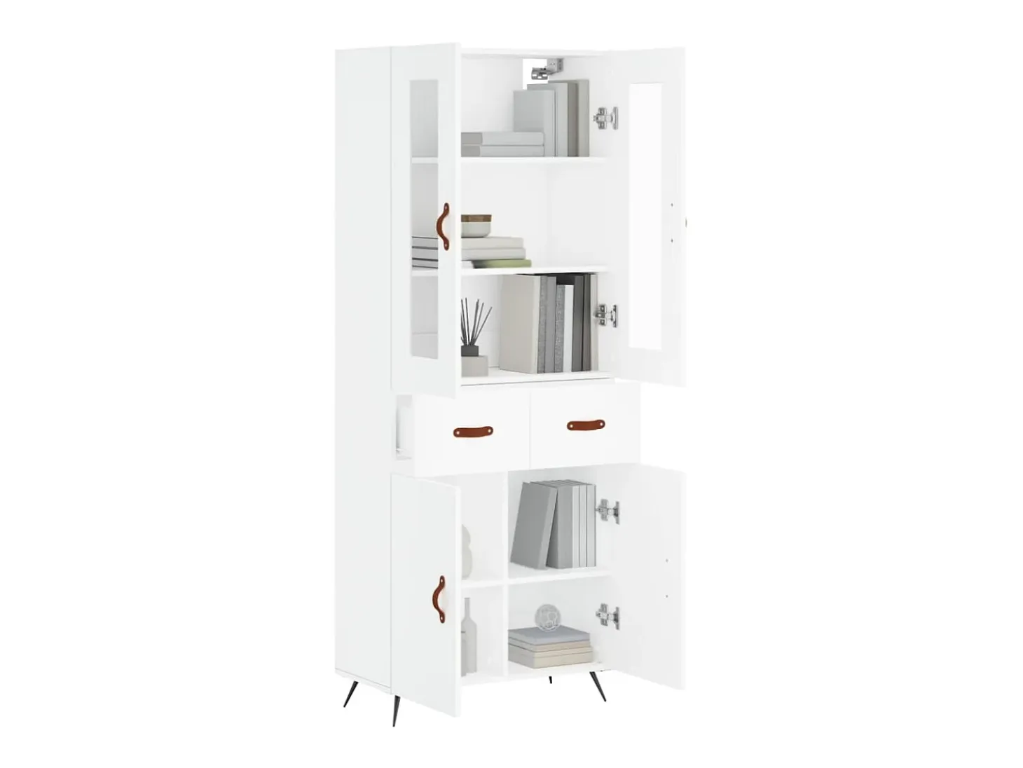 Aparador alto madera contrachapada blanco 69,5x34x180 cm ES93389