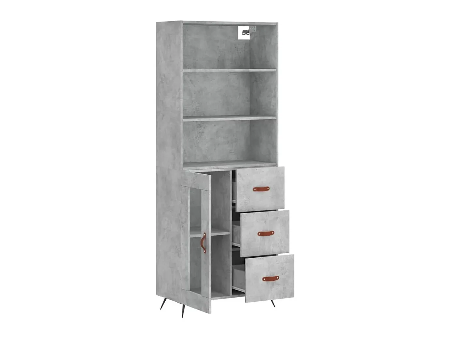 Aparador alto madera contrachapada gris hormigón 69,5x34x180 cm ES68900