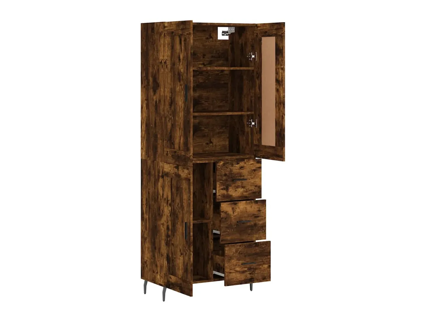 Aparador alto madera contrachapada roble ahumado 69,5x34x180 cm ES60780