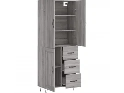 Aparador alto madera contrachapada gris sonoma 69,5x34x180 cm ES65264