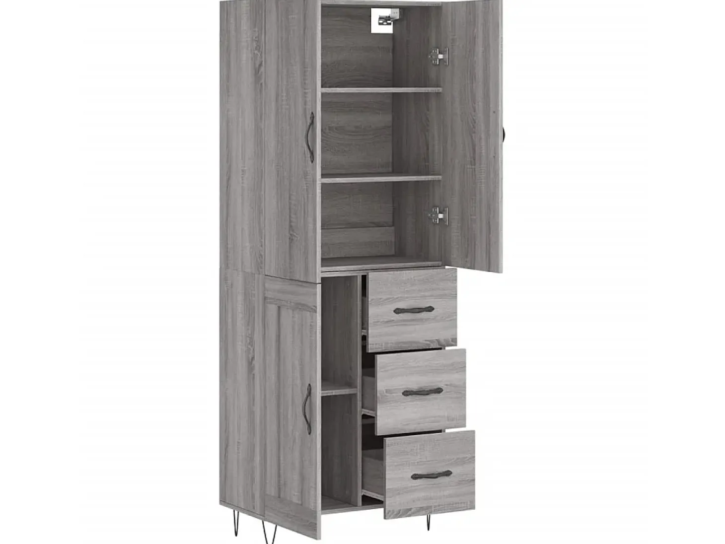 Aparador alto madera contrachapada gris sonoma 69,5x34x180 cm ES65264
