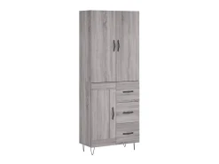 Aparador alto madera contrachapada gris sonoma 69,5x34x180 cm ES65264