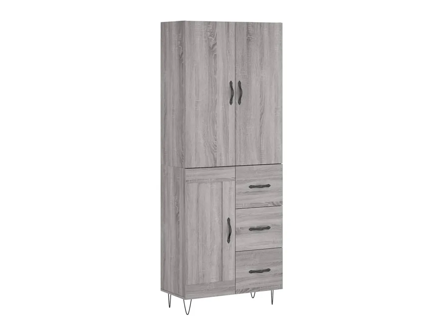 Aparador alto madera contrachapada gris sonoma 69,5x34x180 cm ES65264