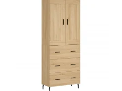 Aparador alto madera contrachapada color roble 69,5x34x180 cm ES700216