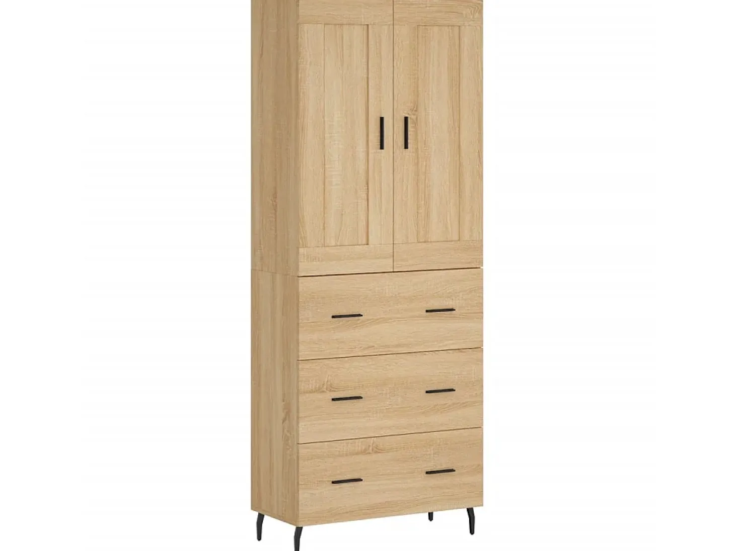 Aparador alto madera contrachapada color roble 69,5x34x180 cm ES700216