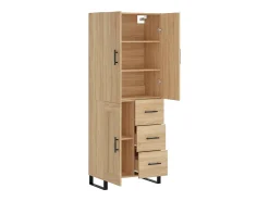 Aparador alto madera contrachapada color roble 69,5x34x180 cm