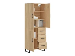 Aparador alto madera contrachapada color roble 69,5x34x180 cm