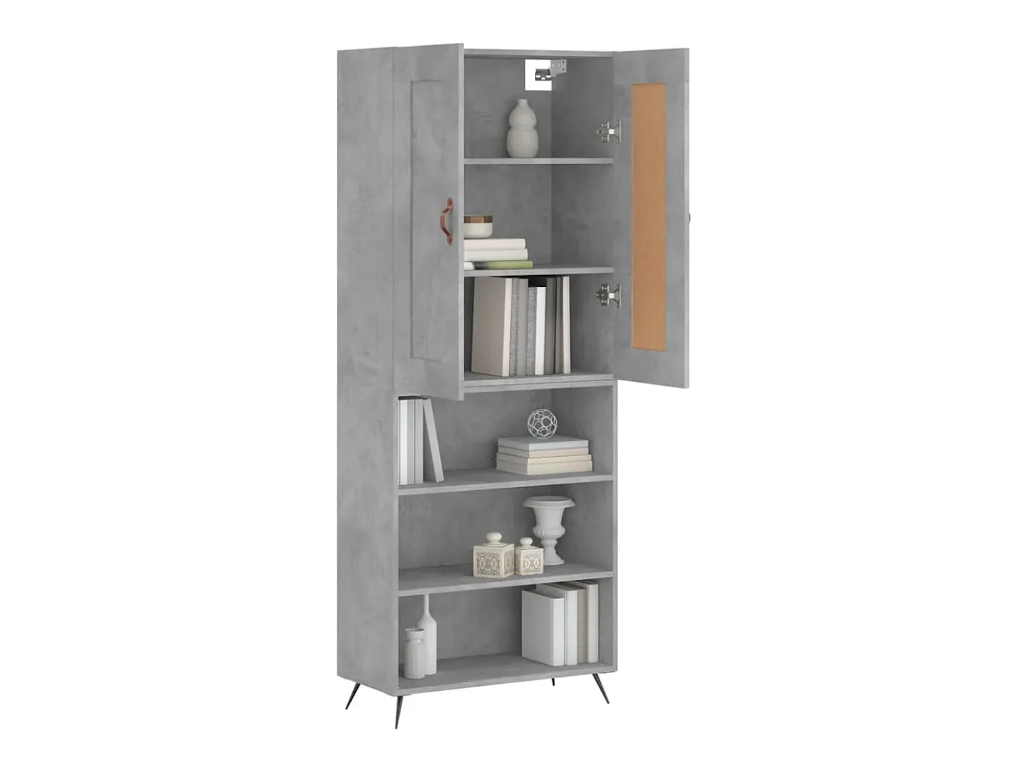 Aparador alto madera contrachapada gris hormigón 69,5x34x180 cm ES17297