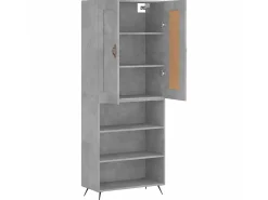 Aparador alto madera contrachapada gris hormigón 69,5x34x180 cm ES17297