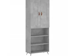 Aparador alto madera contrachapada gris hormigón 69,5x34x180 cm ES17297
