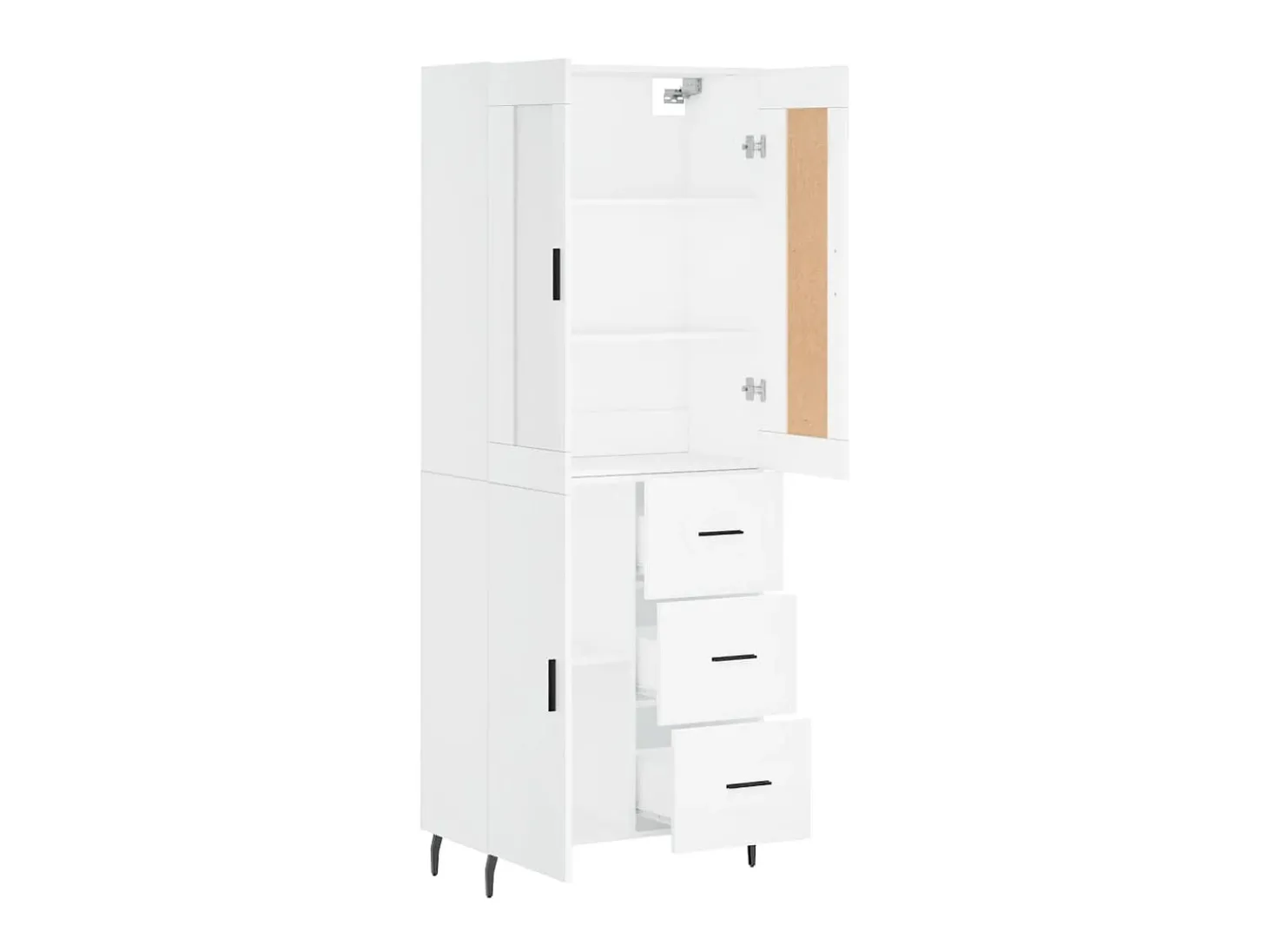 Aparador alto madera contrachapada blanco 69,5x34x180 cm ES84201