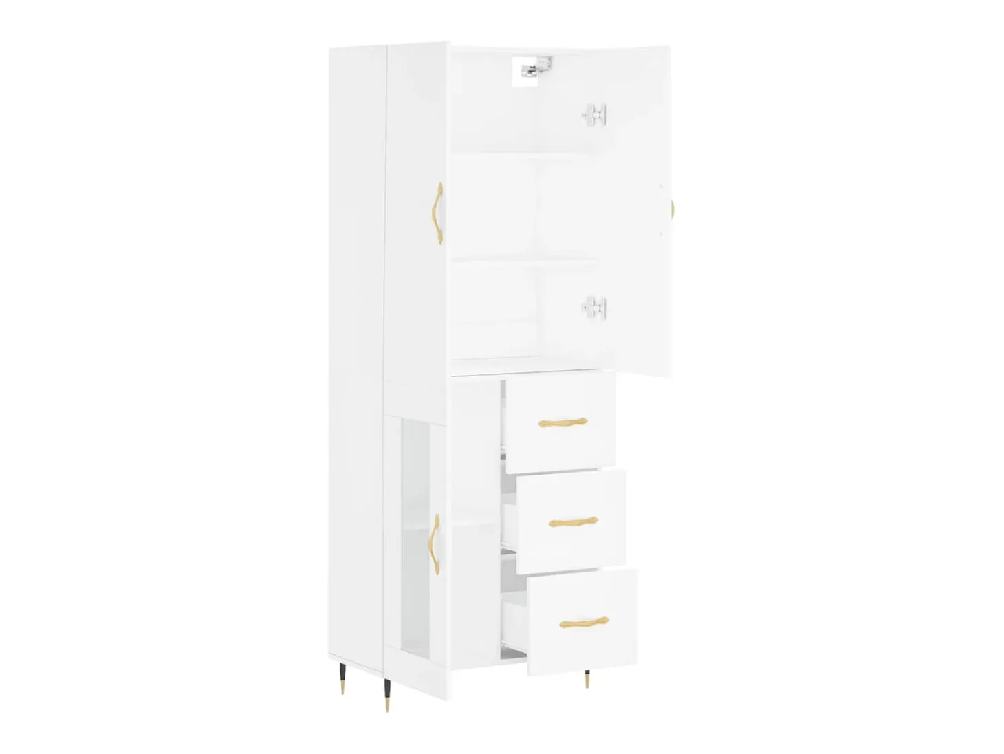 Aparador alto madera contrachapada blanco 69,5x34x180 cm ES66006