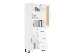 Aparador alto madera contrachapada blanco 69,5x34x180 cm