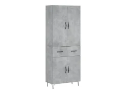 Aparador alto madera contrachapada gris hormigón 69,5x34x180 cm