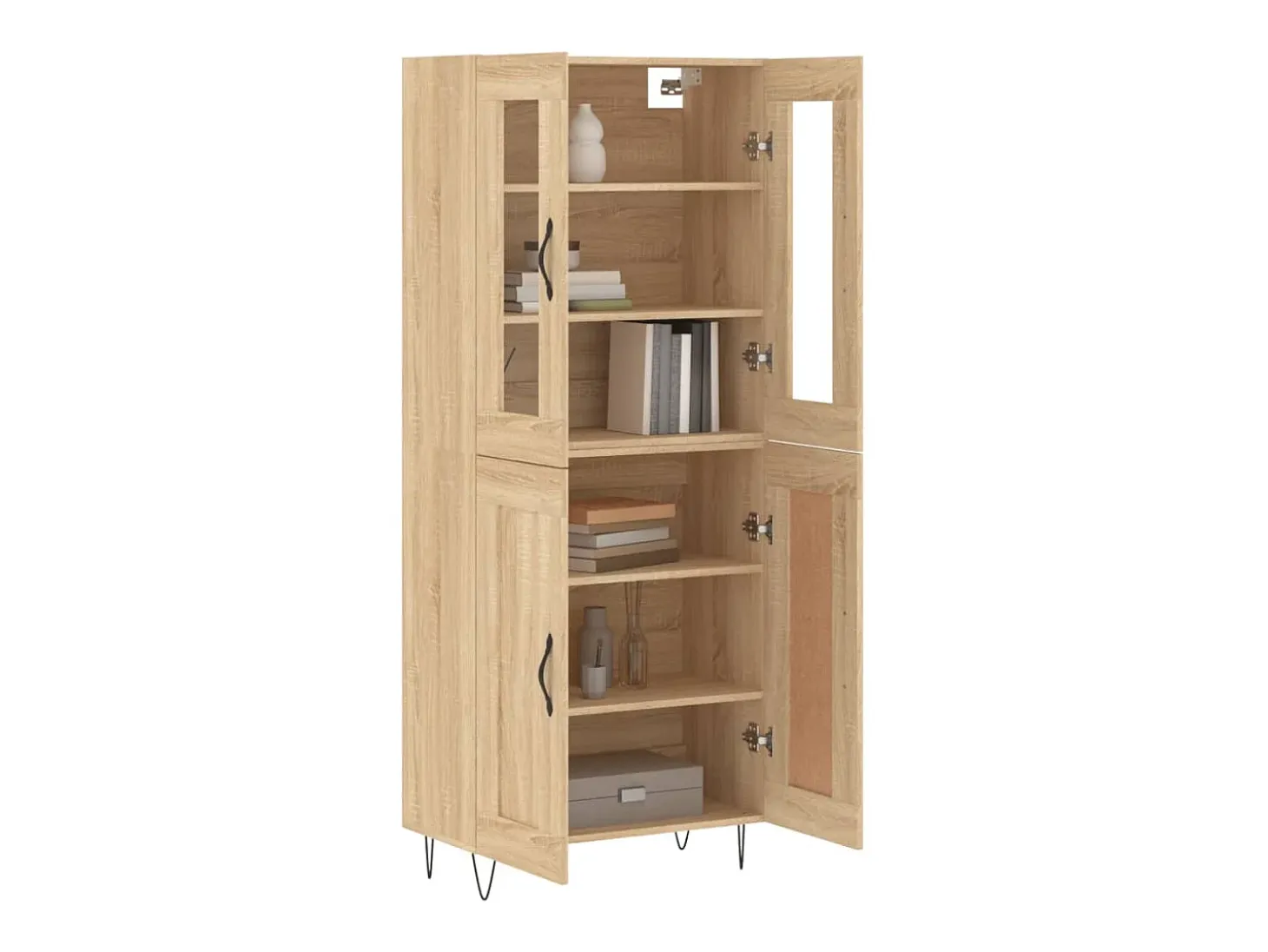 Aparador alto madera contrachapada color roble 69,5x34x180 cm ES64651