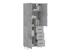 Aparador alto madera contrachapada gris hormigón 69,5x34x180 cm ES12688