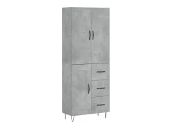 Aparador alto madera contrachapada gris hormigón 69,5x34x180 cm ES12688
