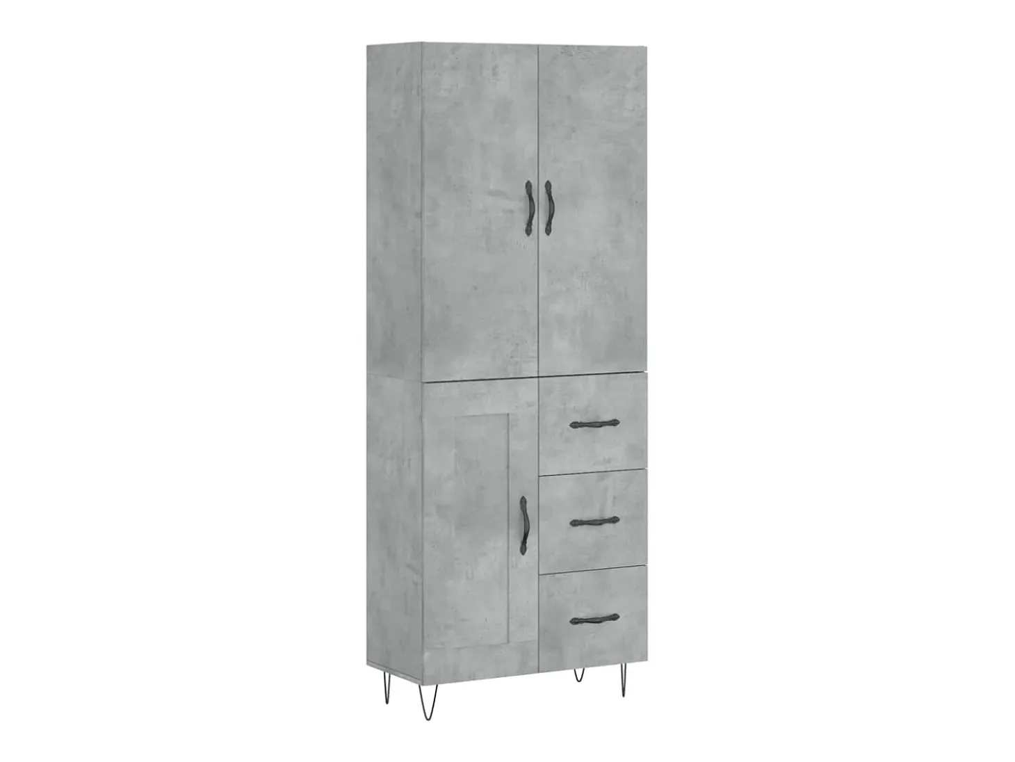Aparador alto madera contrachapada gris hormigón 69,5x34x180 cm ES12688