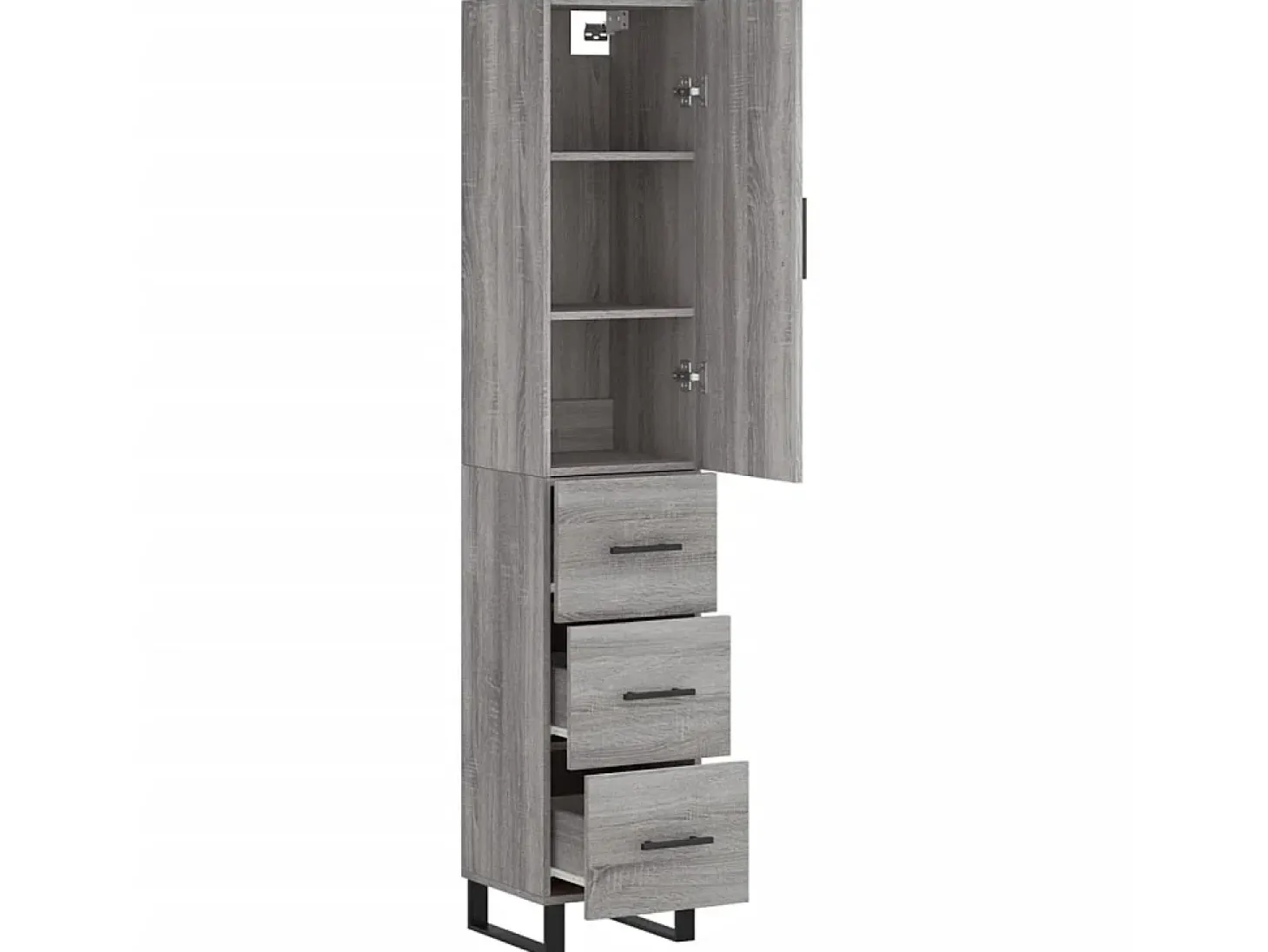 Aparador alto madera contrachapada gris Sonoma 34,5x34x180 cm ES65145