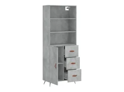 Aparador alto madera contrachapada gris hormigón 69,5x34x180 cm ES20282