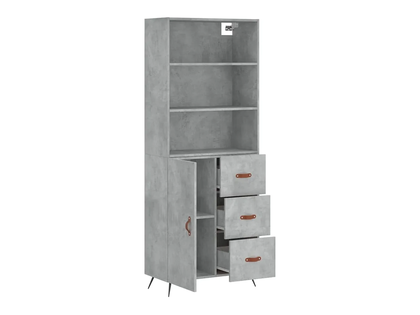 Aparador alto madera contrachapada gris hormigón 69,5x34x180 cm ES20282