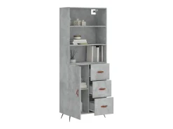 Aparador alto madera contrachapada gris hormigón 69,5x34x180 cm ES20282
