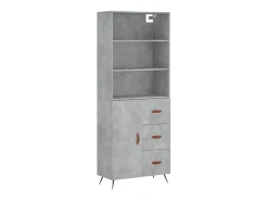 Aparador alto madera contrachapada gris hormigón 69,5x34x180 cm ES20282
