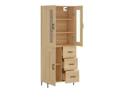 Aparador alto madera contrachapada color roble 69,5x34x180 cm