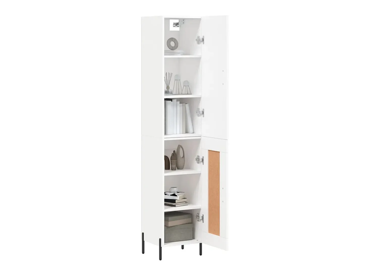 Aparador alto madera contrachapada blanco 34,5x34x180 cm ES84405