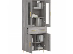Aparador alto madera contrachapada gris sonoma 69,5x34x180 cm ES84171
