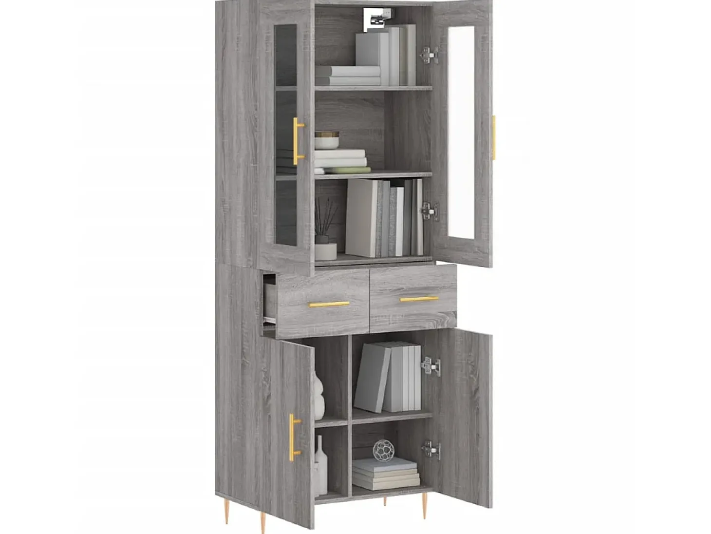 Aparador alto madera contrachapada gris sonoma 69,5x34x180 cm ES84171