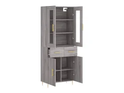 Aparador alto madera contrachapada gris sonoma 69,5x34x180 cm ES84171