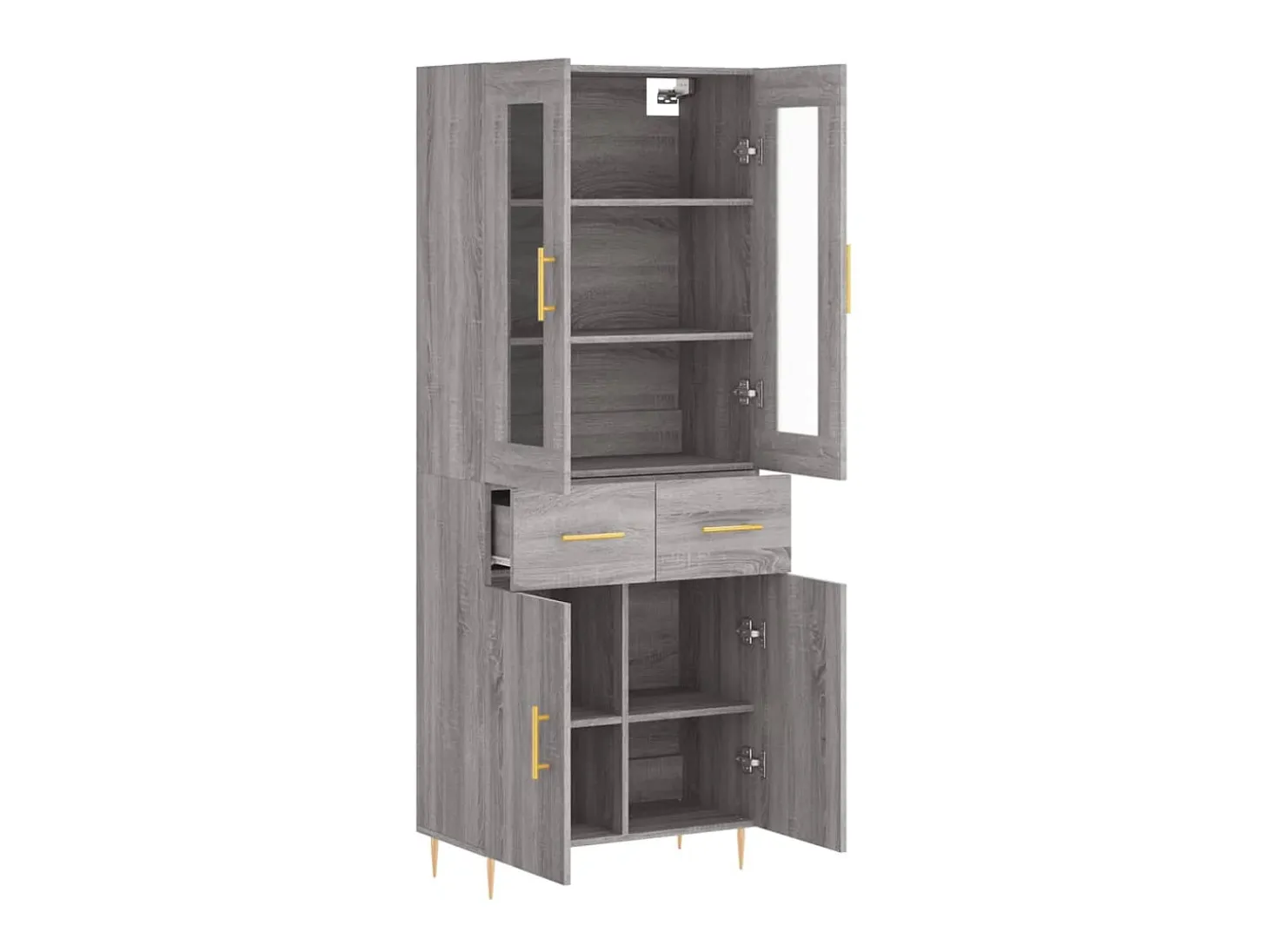 Aparador alto madera contrachapada gris sonoma 69,5x34x180 cm ES84171