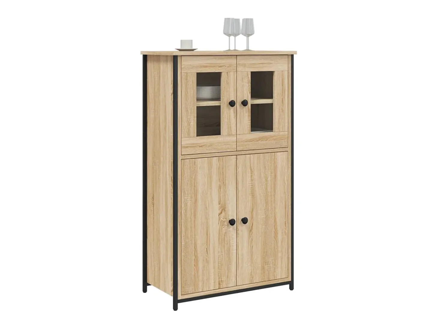 Aparador alto madera contrachapada roble Sonoma 62x32x106,5 cm