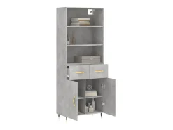 Aparador alto madera contrachapada gris hormigón 69,5x34x180 cm ES45401