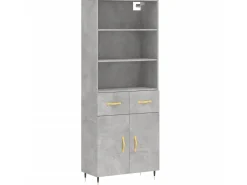 Aparador alto madera contrachapada gris hormigón 69,5x34x180 cm ES45401