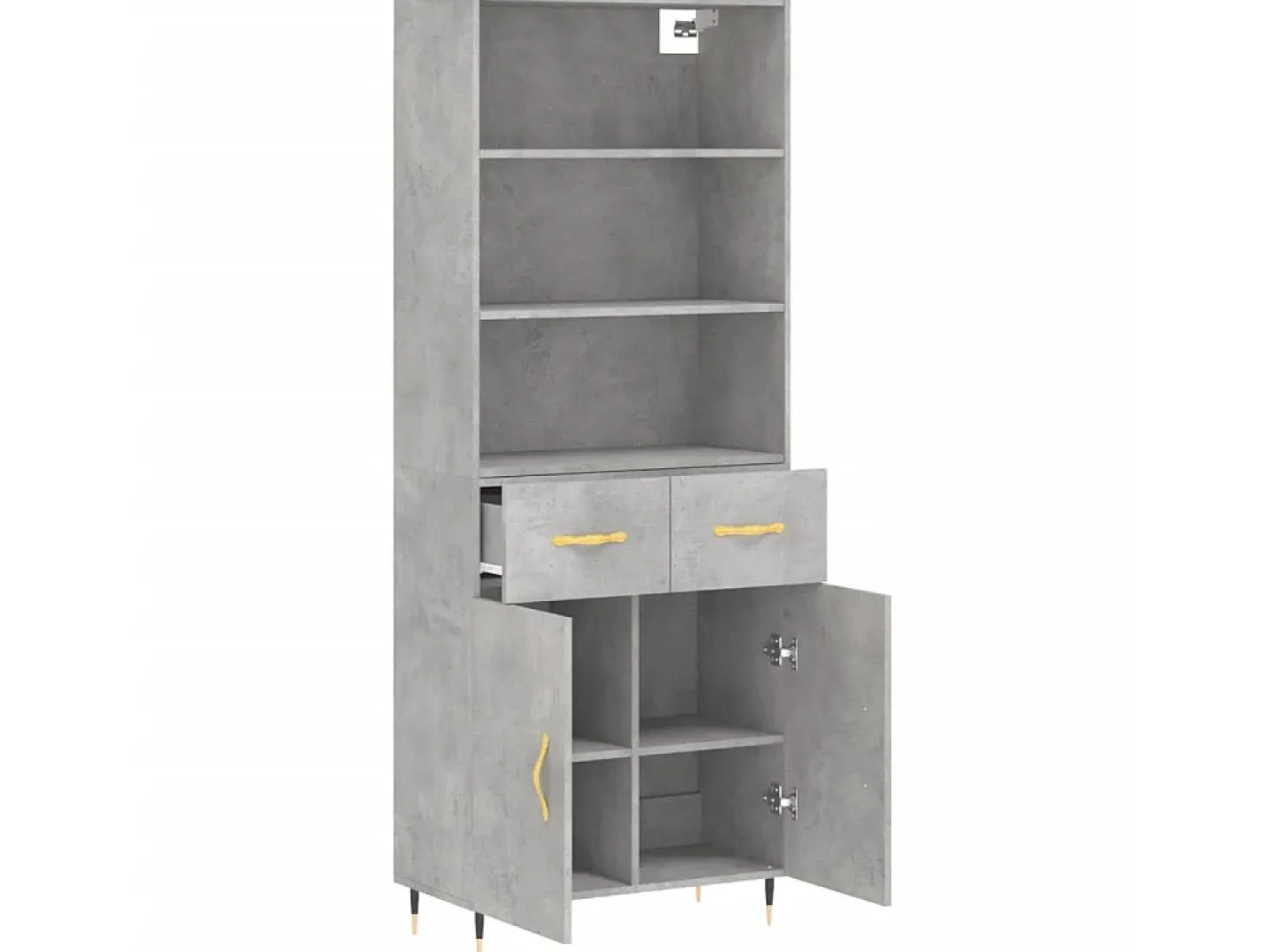 Aparador alto madera contrachapada gris hormigón 69,5x34x180 cm ES45401