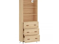 Aparador alto madera contrachapada color roble 69,5x34x180 cm ES66146