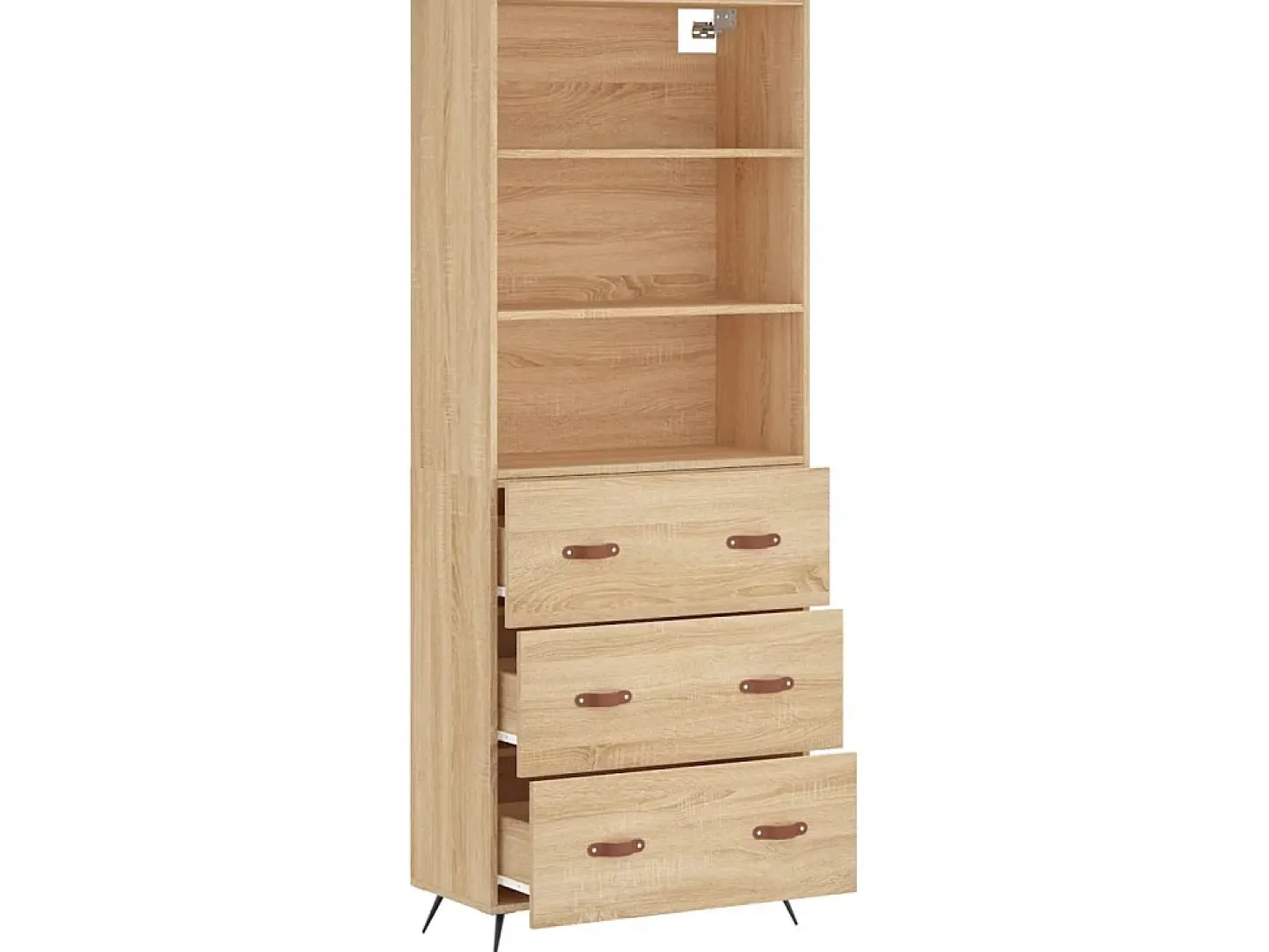 Aparador alto madera contrachapada color roble 69,5x34x180 cm ES66146