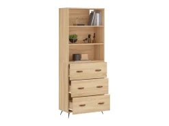 Aparador alto madera contrachapada color roble 69,5x34x180 cm ES66146