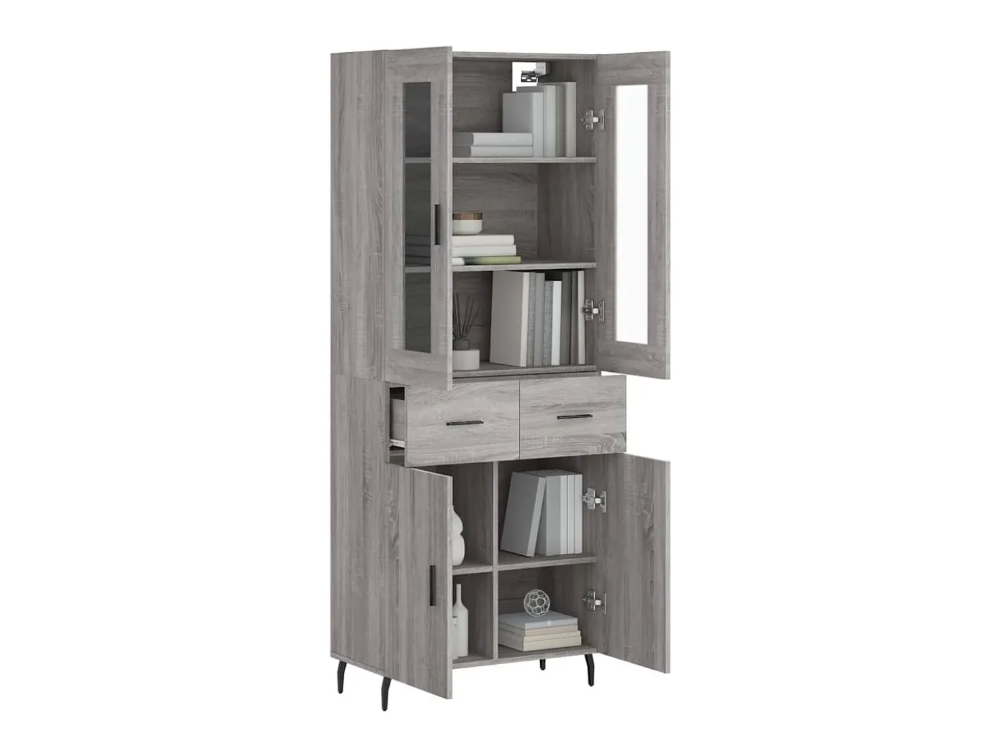 Aparador alto madera contrachapada gris sonoma 69,5x34x180 cm ES69706