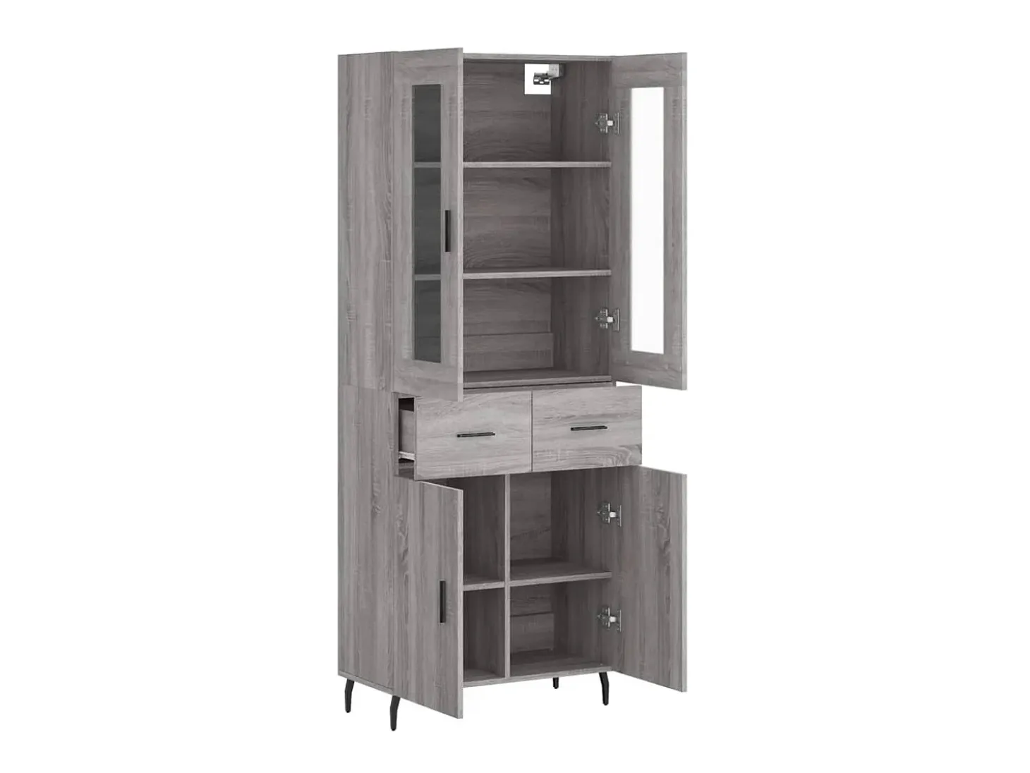 Aparador alto madera contrachapada gris sonoma 69,5x34x180 cm ES69706