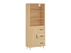 Aparador alto madera contrachapada color roble 69,5x34x180 cm ES79343