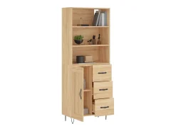 Aparador alto madera contrachapada color roble 69,5x34x180 cm ES79343